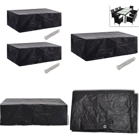 Gartenmöbel-Abdeckungen 2 Stk. 10 Ösen 300x140 cm - Gartenmöbelschutzhülle - Rattan Möbel Abdecken - Gartenmöbel Abzudecken - Wetterfeste Gartenmöbelabdeckung - UV-Schutz Gartenmöbel - Home & Living