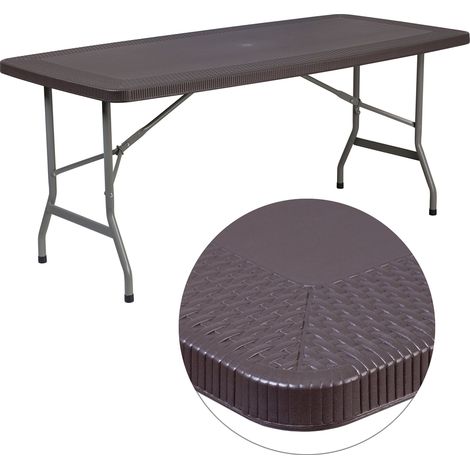 82,5 cm W X 67.5' l en rotin Marron Plastique Table Pliante (1/4)