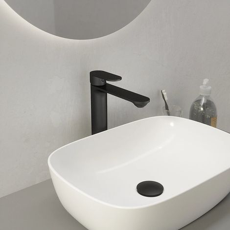 Miscelatore lavabo alto senza scarico nero opaco Kerry (1/4)