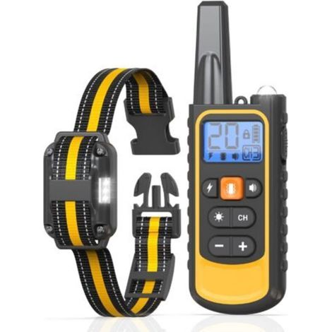Collier de dressage rechargeable pour chien, portée de 3000 m, avec modes vibration, son, stimulation électrique et lumière, étanche IPX67, convient aux chiens de petite et moyenne taille.