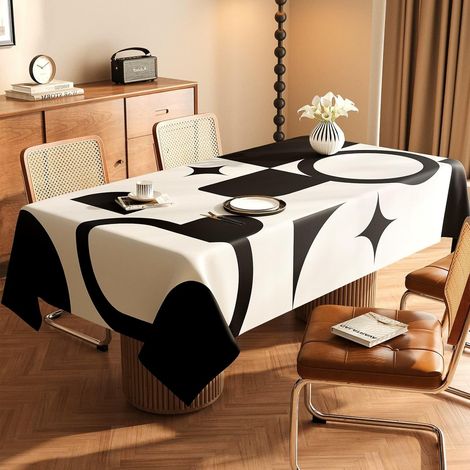 Mantel rectangular de hule, impermeable y resistente a las manchas, para exteriores, jardín o terraza. Protector de mesa de plástico PVC de estilo sencillo para fiestas, comedores y cocinas (negro, 14 (1/5)