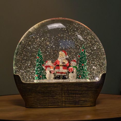 19cm Battery Operated Light up Christmas Water Dome with Santa & Snowman Scene (1/5)