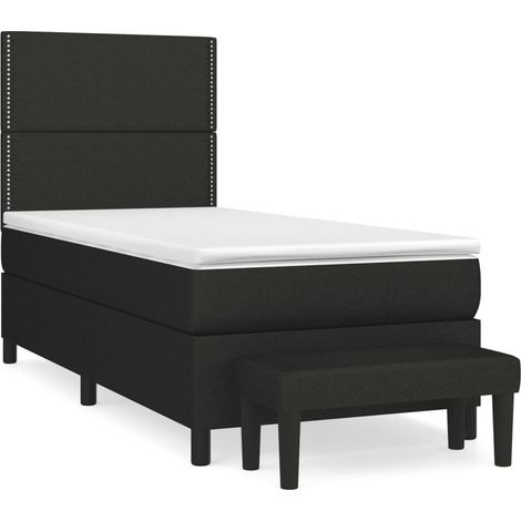 Maison Exclusive - Cama box spring con colchón tela negro 90x200 (1/5)