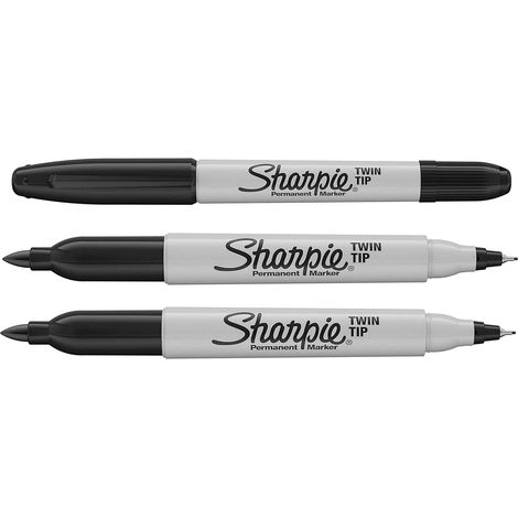 Lot de 3 marqueurs permanents à double pointe - Encre noire - Pointe fine et ultra fine (1/5)