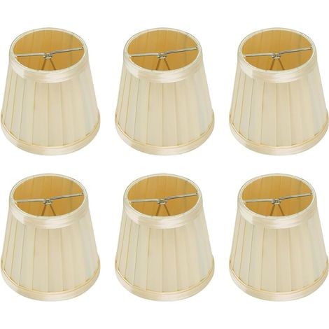 Lot de 6 Abat-jour à Clipser pour Lustre, Tissu Blanc, 8,5x12x11cm, E14, Salon Chambre (1/5)
