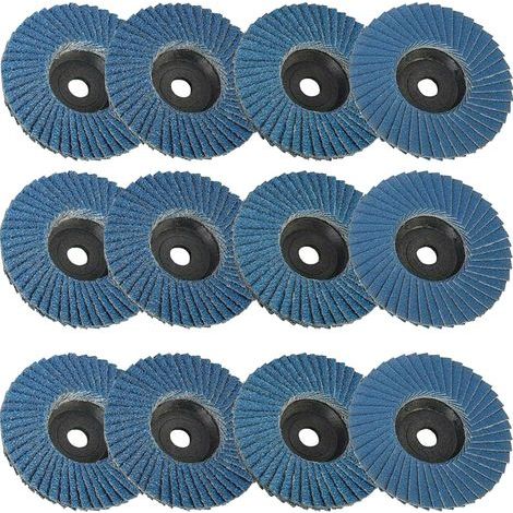 75 mm Lamellenschleifscheiben mit Körnung 40/60/80/120 für Metall, Stahl, Holz, 3" Winkelschleifer, Blau (12er-Packung) (1/5)