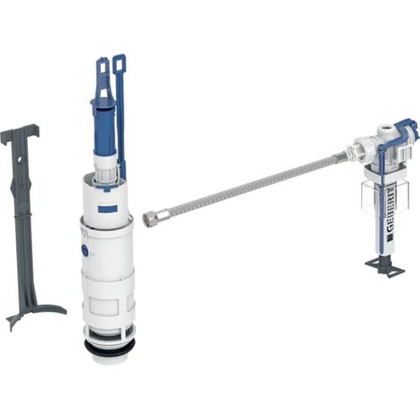 Set de rénovation rinçage 2 quantités – Vanne de remplissage type 383 – Cloche de levage et tuyau blindé inclus – Pour Geberit type 110.800 (1/2)