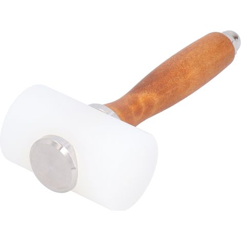 Marteau à sculpter le cuir en nylon, outil de maroquinerie fait main avec manche en bois (poignée jaune, double tête) (1/5)