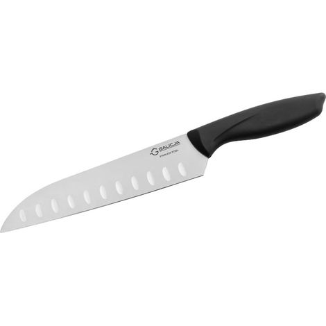 Cuchillo Santoku para picar, rebanar y cortar en dados, marca Fenix, 26 cm, acero inoxidable 3Cr14, mango de plástico negro. (1/2)