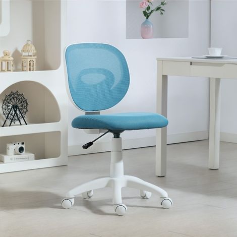 Chaise de Bureau Ergonomique sans Accoudoirs, Dossier en C, Hauteur Réglable et Rotation 360 Degrés, Plastique Bleu (1/5)