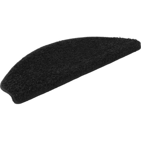 Shaggy-Stufenmatte Barcelona Schwarz 78 Halbrund 23,5 x 65 cm