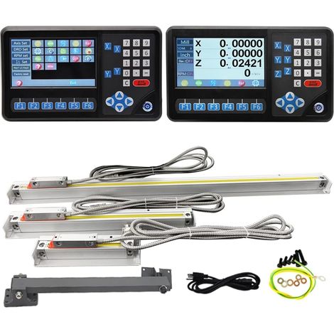 Échelle linéaire numérique DRO D80 3 axes/2 axes LCD affichage numérique RPM et 50-1000mm 3 pièces/2 pièces échelle de verre linéaire optique pour la machine de tour de fraisage de moulin ( Color : 2A (1/5)