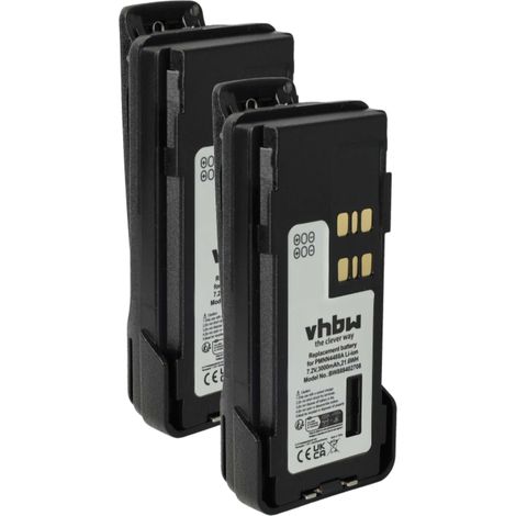 vhbw 2x Akku kompatibel mit Motorola DP4800, DP4800e, DP4601e, DP4801 Funkgerät, Walkie Talkie (3000 mAh, 7,2 V, Li-Ion) + Gürtelclip