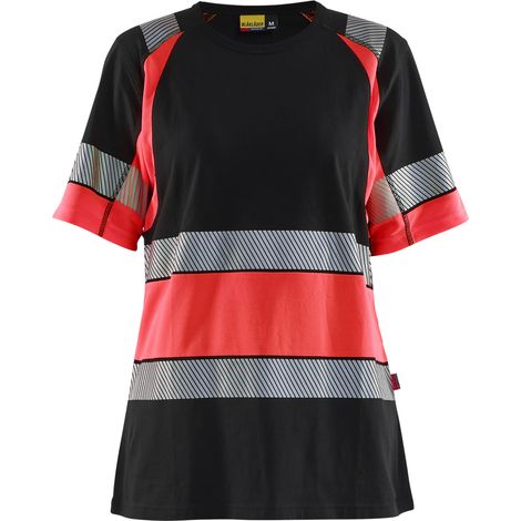 T-shirt de travail haute visibilité femme classe 1 3410 - Noir/Rouge fluo XXL