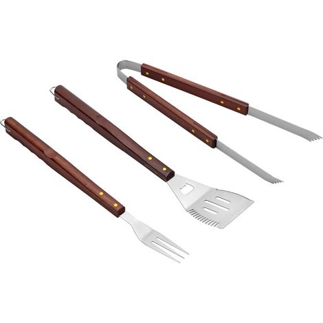Set 3 Accessori Utensili per Barbecue in Acciaio con Manico in Legno Uniflame (1/2)