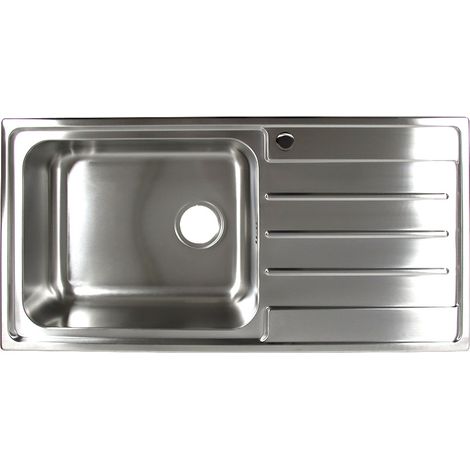 Einbauspülbecken Chrom eckig 100 cm Edelstahl mit Abtropffläche rechts "Markus" (1/5)