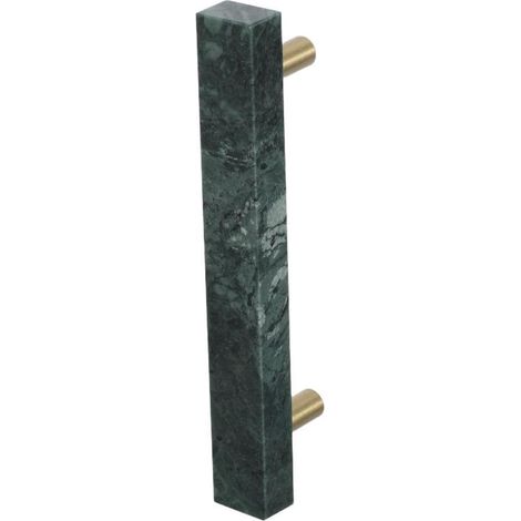 Poignées de meuble carrées en marbre vert et laiton (lot 2) (1/5)
