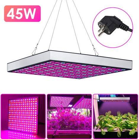 Wolketon Lampada LED per piante Accessori per giardino e serra Lampada per piante da 45 W 225 LED Rosso Blu Spettro completo per serra, giardino, fiori e coltivazione indoor