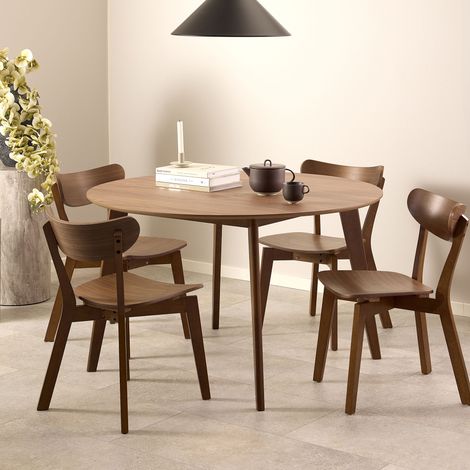 Table à manger ronde 120x120x76 cm effet noyer - HOKAÏ (1/5)