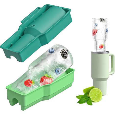 Bac à glaçons pour tasses, glaçons en silicone avec couvercle, moules à cocktail cylindriques creux Stanley. - AquaForge