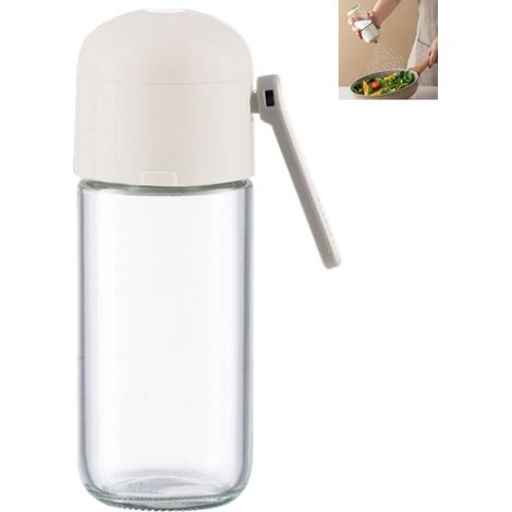 Salero, salero, tipo prensa, dosificación de sal ajustable, hotel, puede almacenar diversas especias, blanco, 8,9  6,4  16,7 cm, 250 ml (1/5)