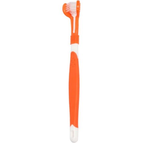 Dog toothbrush, three-sided design, easy to clean teeth - orange (1/5)