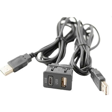 Adaptateur de câble d'extension double USB-TAPYC à montage encastré sur tableau de bord de voiture (150 cm) pour Toyota, bateau et autres véhicules. (1/5)