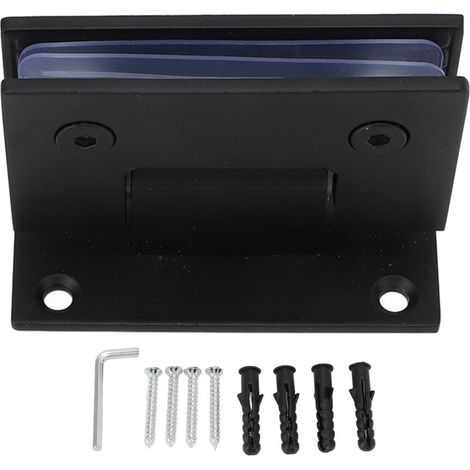 Charnières de porte de douche en verre, charnières à 90° pour portes vitrées, charnières robustes en acier inoxydable pour portes murales et portes sans cadre, pièce de rechange, noir