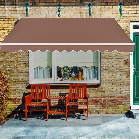 Store Banne de Balcon Rétractable 3x2,5M Tissu Résistant aux UV et à l'Eau Angle Réglable 5-35° Café (1/3)