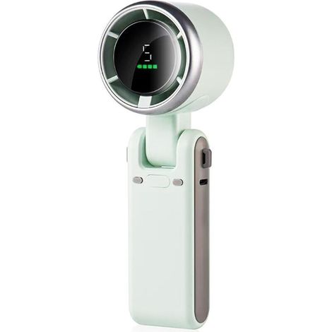YMYNY 5000MAH Portable Folding Portable Mini Turbo Fan 5 Adjustable Speeds Portable Digital Display Fan (Green) (1/2)