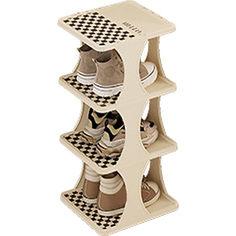 Étagère à chaussures tour pour paires de chaussures, organiseur de chaussures peu encombrant, simple pour porte de chambre à coucher (4 niveaux) (1/5)