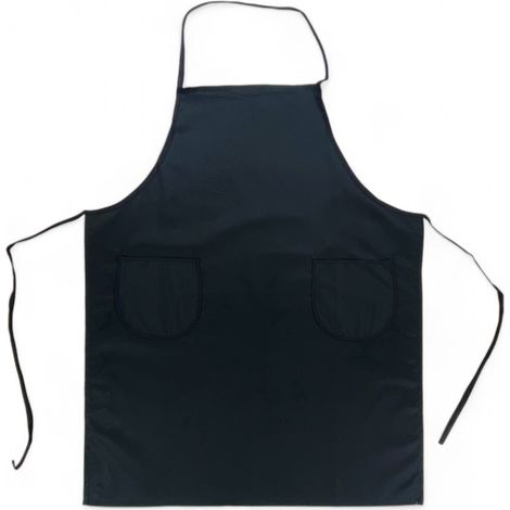 Grembiule da Cucina Nero con Pettorina e 2 Tasche Alfio, Tessuto Drill Cotone-Poliestere, Resistente, Made in Italy