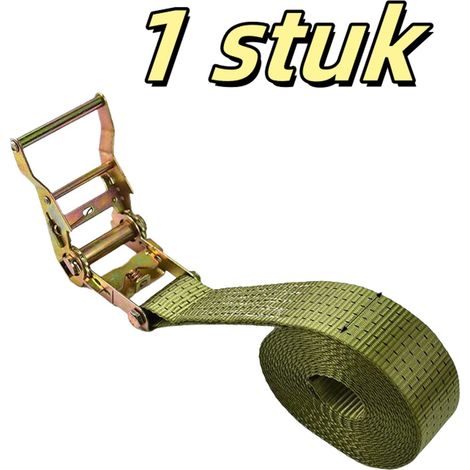 Sangle de serrage cargo en polyester 100 x 3,8 cm avec tendeur et boucle autobloquante vert armée (1/5)