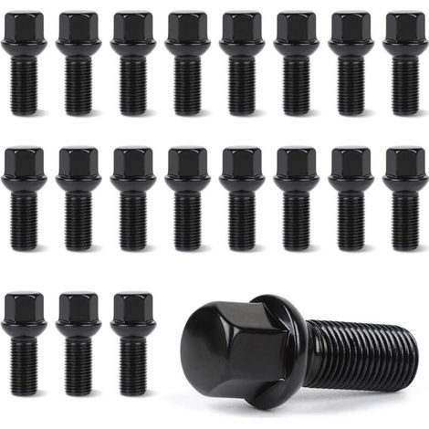 Lot de 20 Boulons de Roue M14 x 1,5, 28 mm Siège Sphérique R13, Goujons de Roue Clé 17 mm, Compatibles avec Audi et VW (uniquement avec jantes d'origine VAG) (1/5)