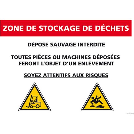 Panneau de signalisation Stockage Déchets (A0565) - Adhésif - 210 x 150 mm