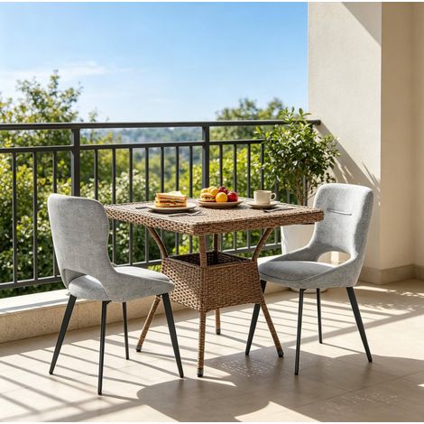 MEUBLIV Chaises de salle à manger 43x40x86 cm grises – lot de 2, dossier ajouré (1/5)