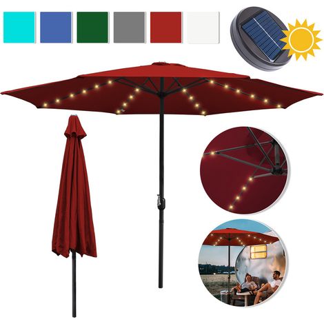 Hengda Ombrellone con LED Ombrellone da giardino pieghevole Ombrellone da spiaggia Ombrellone rotondo idrorepellente rosso 350 x 350 cm (1/5)