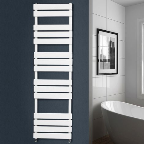 Flat Panel Heated Towel Rail Bathroom Rad Radiator White 1600x450mm