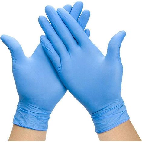 Gants d'examen jetables en nitrile PF supérieure Coiffure et beauté Alimentation Nettoyage 1 boîte de 100 taille M Bleu (1/4)