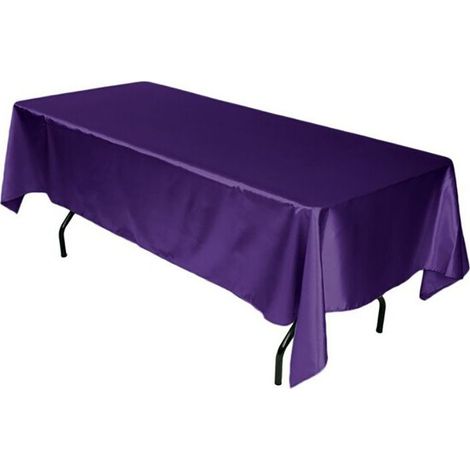 Nappe rectangulaire en polyester violet foncé (147 cm x 259 cm) – infroissable et durable – idéale pour les fêtes et les événements. (1/5)