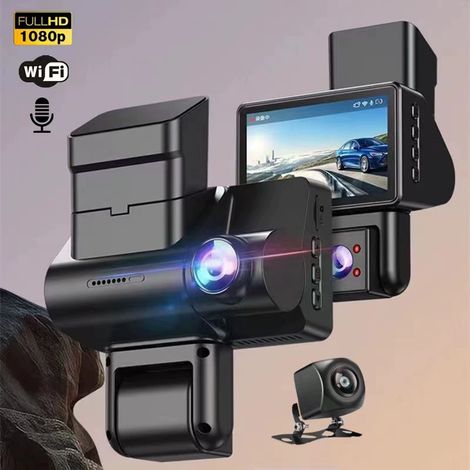 Dashcam Auto Vorne Hinten, 2K+1080P Autokamera-Recorder, Dreifache 1080P Dashcam, 24-Stunden-Doppelparküberwachung, 170°-Weitwinkel, WDR, G-Sensor (1/5)