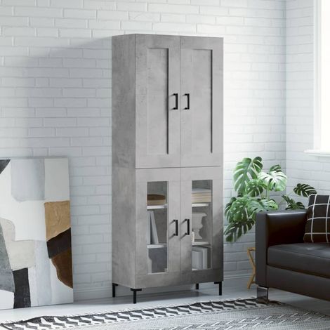 Highboard Betongrau 69,5x34x180 cm Holzwerkstoff
