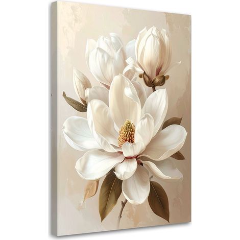 Stampe su Tela Magnolia bianca in un'elegante composizione beige 20x30 (1/5)