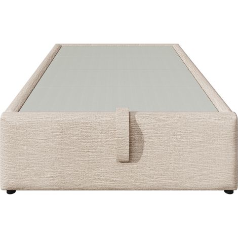 Letto contenitore 90x190 cm in lino naturale con USB Type-C, senza testiera (1/5)