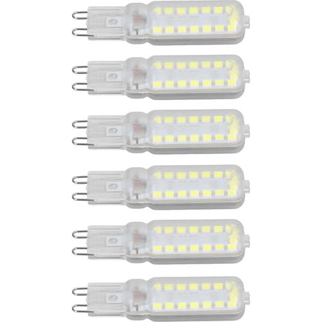 Lot de 6 ampoules LED G9 7W à intensité variable, éclairage 360°, pour lampes murales, de bureau ou d'armoire, lumière blanche, 220-240V (1/5)