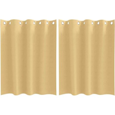 Rideaux occultants, avec anneaux de suspension, ensemble de deux pièces, beige, 140 x 140 cm (1/4)