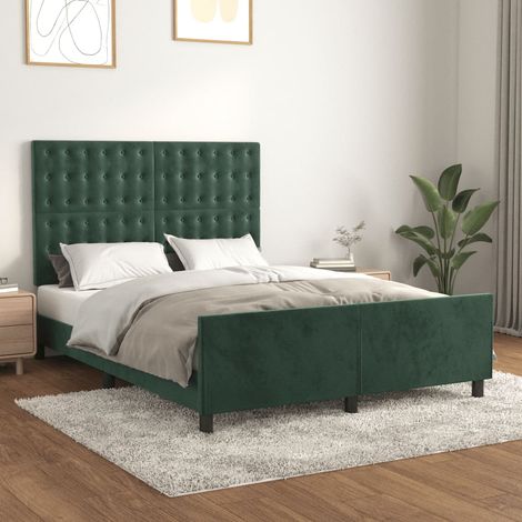 Cadre de lit sans matelas-Structure de lit vert foncé 140x190 cm velours 620864 (1/5)