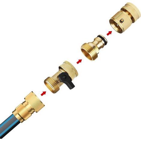 Connecteur Tuyau - Vanne à Bille 3/4 Pouces - Laiton - Contrôle Débit Eau - Raccord Rapide - 1 Pièce (1/4)
