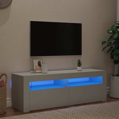 GBLY Meuble TV avec lumières LED blanc 120x35x40 cm