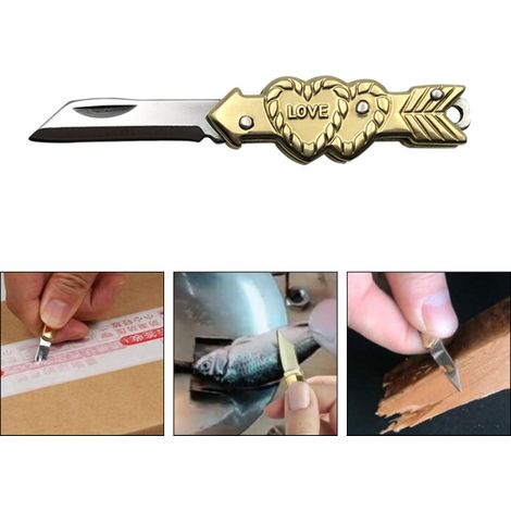 Mini Cutter de Poche en Forme de Cœur Outil de Survie EDC Pliable Découpeur Éplucheur (1/5)